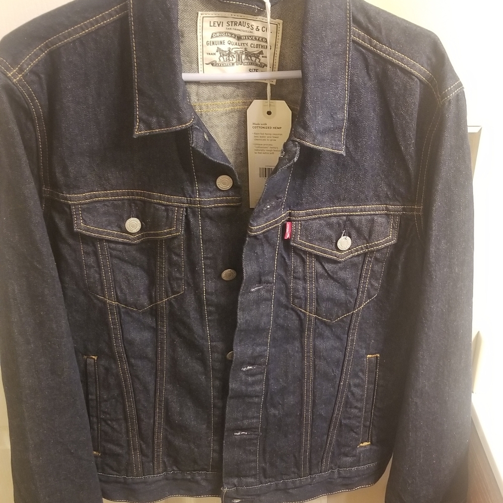 Levi's Wellthread Collection Trucker Jacket Cottonized Hemp Blue Men's Medium